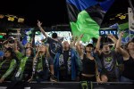 Not missing a chance to get under the skin of visiting Portland fans, ECS members flip the bird to the Rose City one last time.