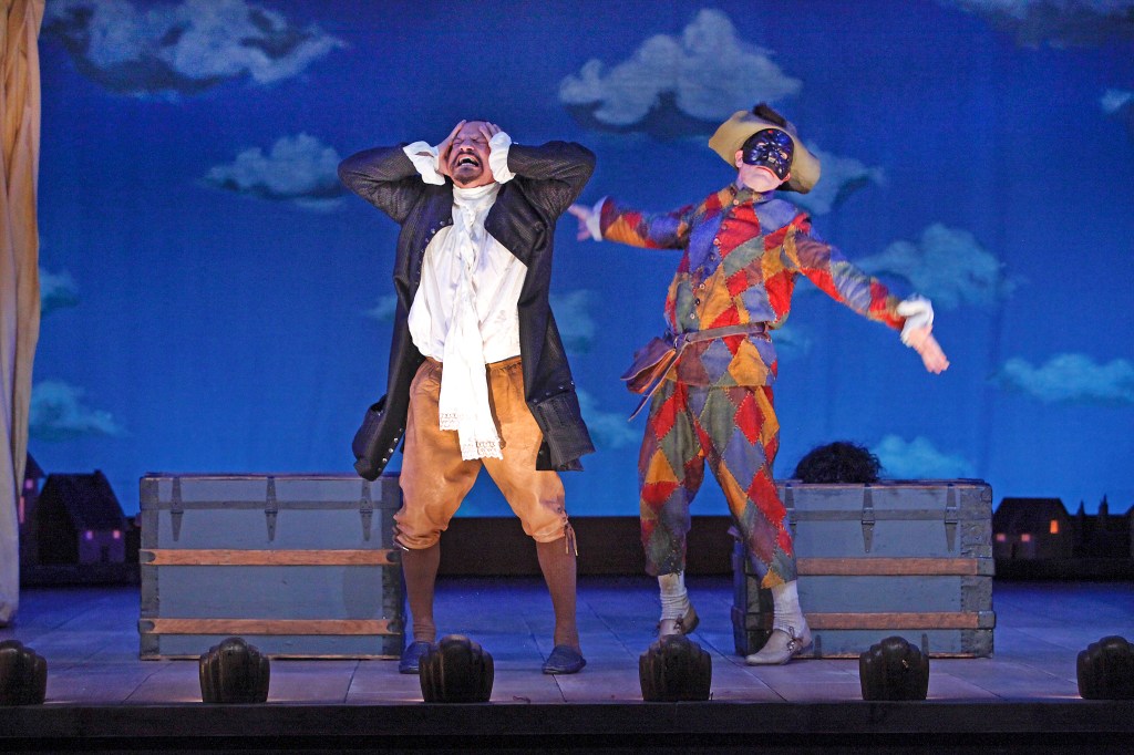 Jesse J. Perez and Steven Epp in The Servant of Two Masters.