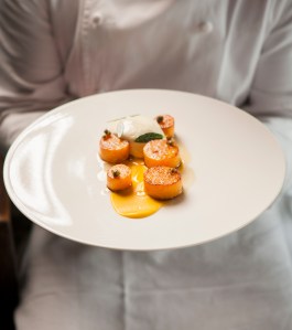 Above: butternut squash with lemon, capers, and brown-butter sabayon.