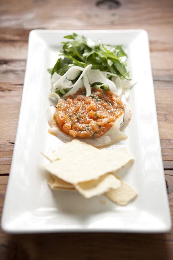 Sunset-pink salmon tartare at Tanglewood Supreme (Photo by Joshua Huston)