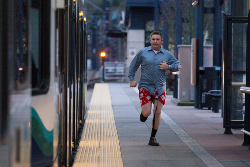 (Note that his run to catch the train was a lot more sincere)