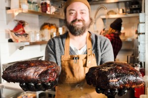 The man with his meat.