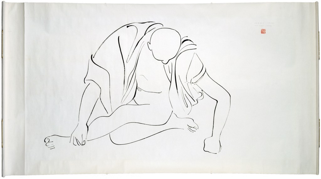 Above: Noguchi’s Ye Kau Jong. Left: Tobey’s untitled 1954 painting.