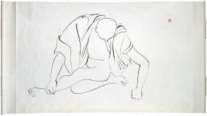 Above: Noguchi’s Ye Kau Jong. Left: Tobey’s untitled 1954 painting.