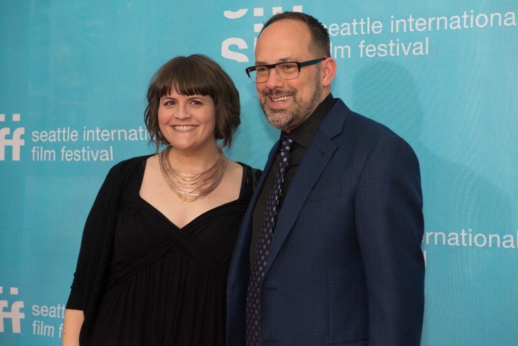 Local director Megan Griffiths, whose latest 'Lucky Them' is screening during the festival, shares the red carpet with SIFF Artistic Director Carl Spence.