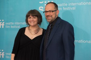 Local director Megan Griffiths, whose latest 'Lucky Them' is screening during the festival, shares the red carpet with SIFF Artistic Director Carl Spence.
