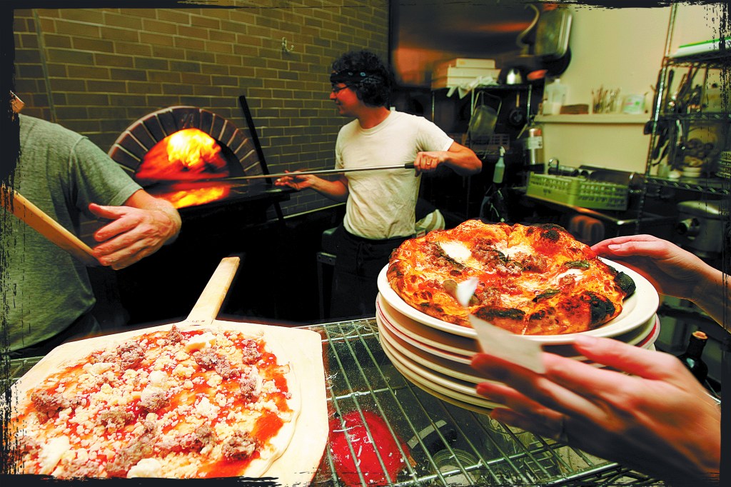 Left: smoked meats at Southern “roadhouse” Bourbon & Bones. Right: pizza at Delancey.