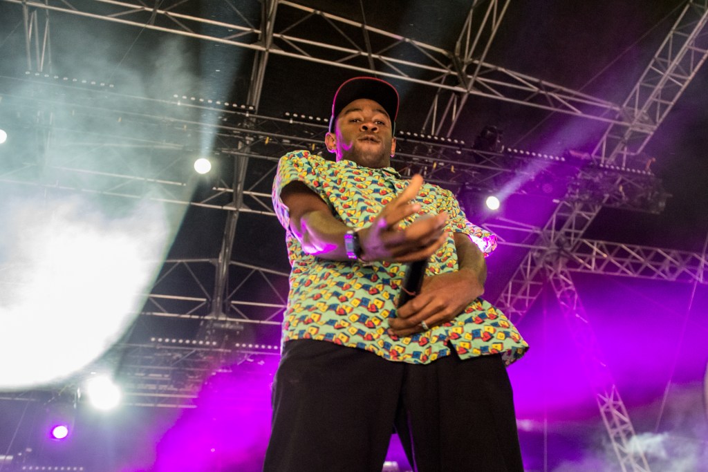 While Tyler the Creator isn't up my alley he sure knows how to play to his audience. SInging right in their faces and starting the set with an Olympic-level jump.