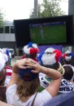 U.S soccer fans were decked out in American flag attire yesterday afternoon