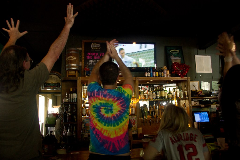 U.S soccer fans were decked out in American flag attire yesterday afternoon