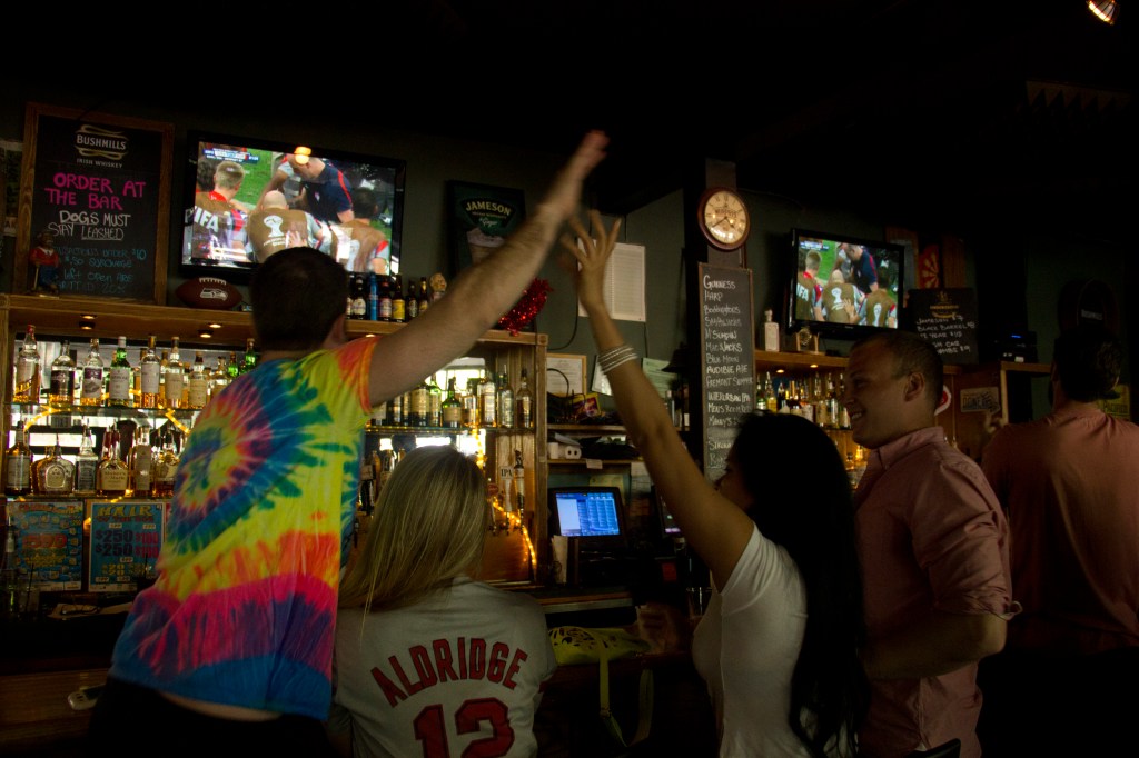 U.S soccer fans were decked out in American flag attire yesterday afternoon