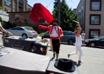 A matador uses his cape to attract a bull