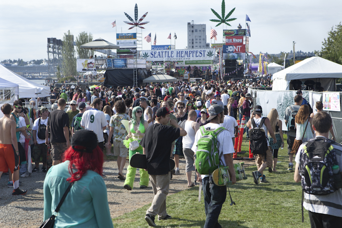 Festival attendees roam the special booths set up in Myrtle Edwards Park on Saturday. Photo by Anna Erickson
