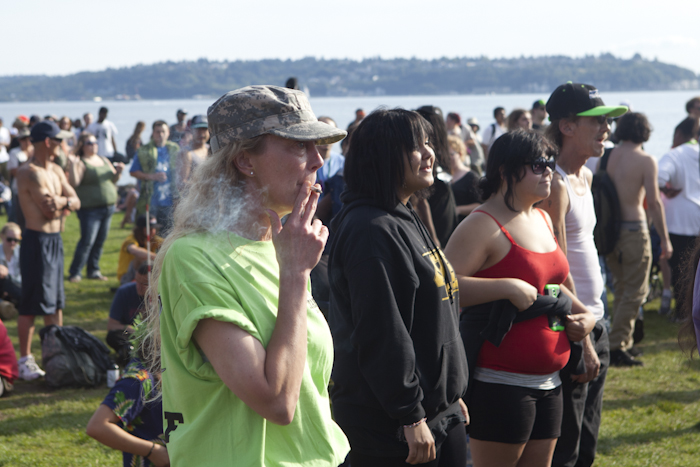 The Hempfest crowd was free to smoke throughout the three waterfront parks. Photo by Anna Erickson
