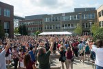 One of the big moments is at the start of the event when a group picture is taken of all the participants. "Wave hello," they yelled from the roof. Photo by Morgen Schuler