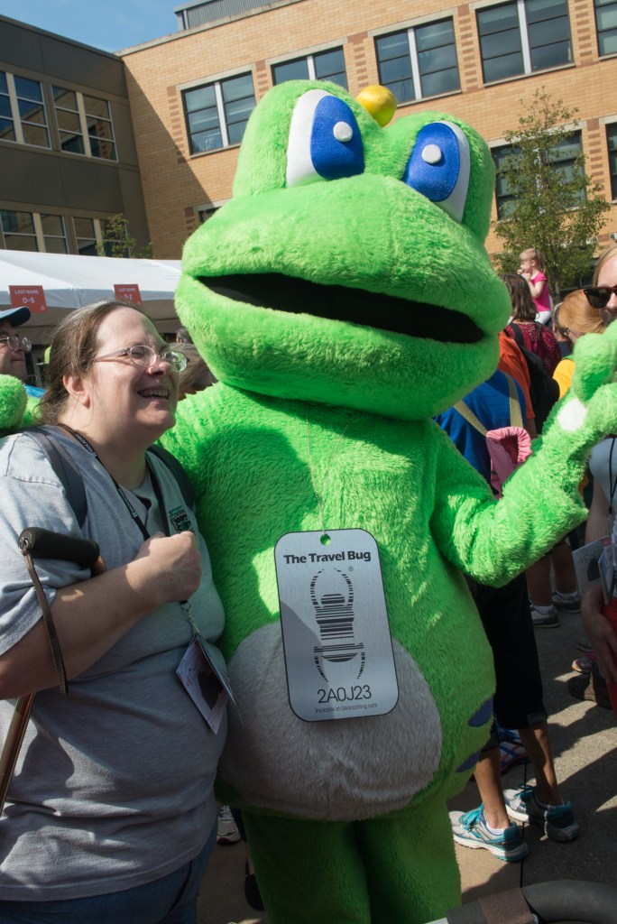 The Geocache mascot, Signal the Frog, was on hand for fans to take pics. Photo by Morgen Schuler