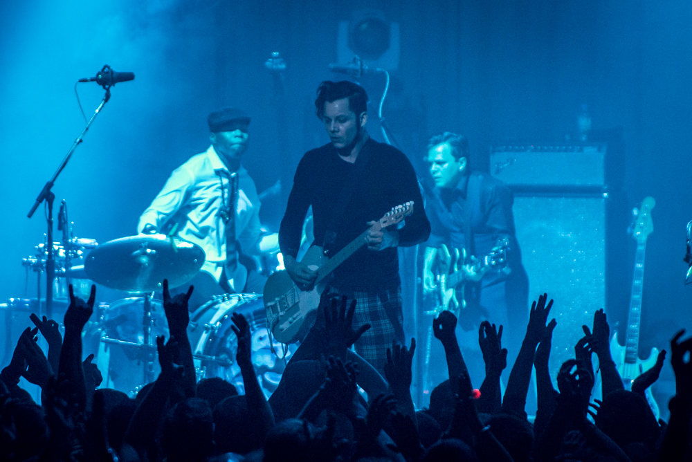 Jack White performs for an excited crowd at his first of two shows at the Paramount. Photo by Morgen Schuler
