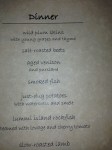 The menu at The Willows Inn.  Photo by Nicole Sprinkle