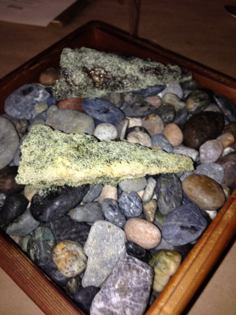 Halibut skin with mousse of raw halibut and little neck clams dusted with seaweed.  Photo by Nicole Sprinkle