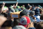 The cheeseheads were out today mingling with the Hawks fans, all in good fun. Photo by Morgen Schuler