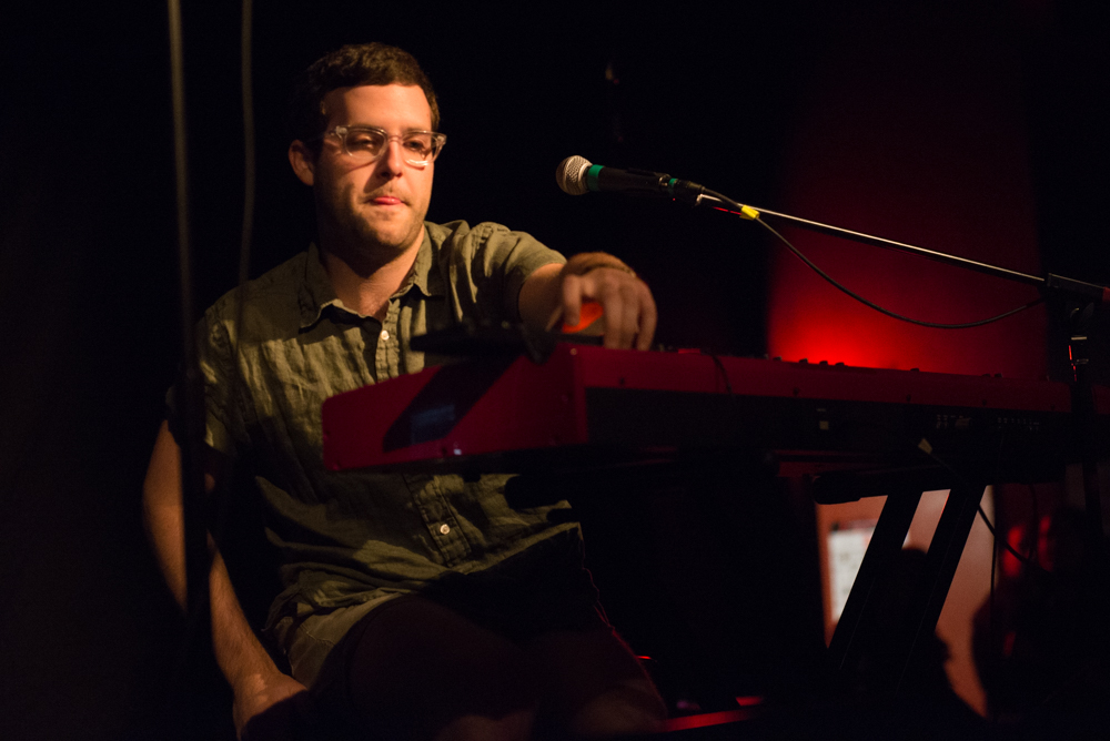 Baths, whose music is pretty low-key and shoe-gazey, jumped around the stage like bunnies from tech to piano to guitar and back.