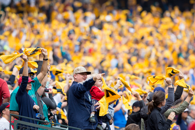 Fans celebrate another Hernandez strike out in the first inning.