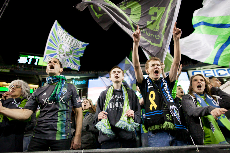 Fans cheer as Seattle takes home the win.