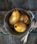 Vanilla-Poached Pears with Caramel Sauce from  Greg Atkinson’s In Season