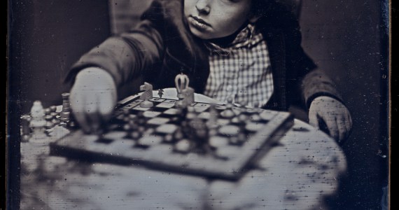 Top: Untitled half-plate daguerreotype.Right: Portrait of Chauney Peck and Chris Engman.