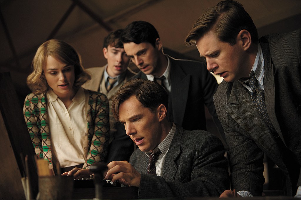 Codebreakers: Cumberbatch (front) with Knightley, Matthew Beard, Goode, and Allen Leech (rear, l-r).