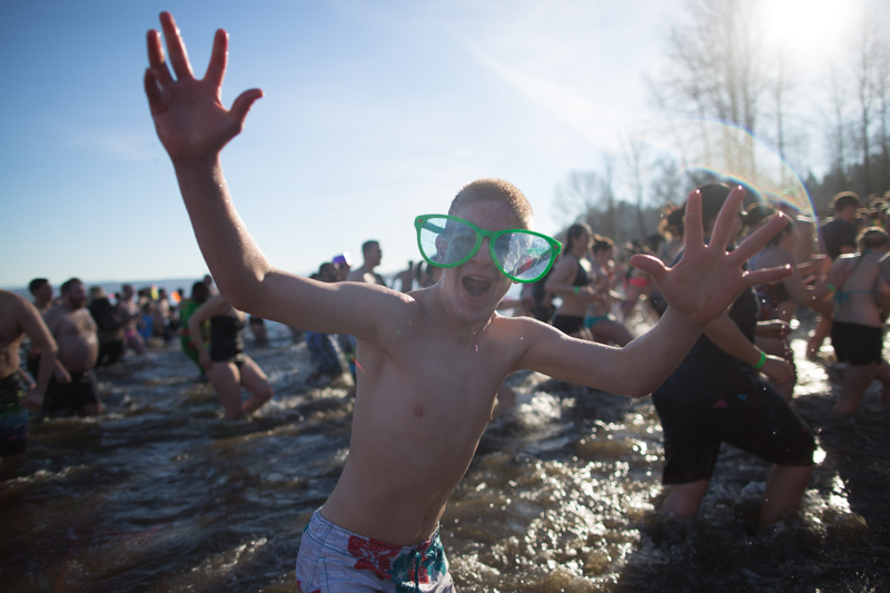 A participant heads back to shore after taking his dunk.