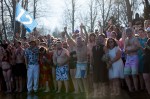 The crowd gets pumped before the plunge.