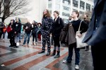 Ready to embark on a pant-less adventure, a crowd gathers at Westlake Park in downtown Seattle on Sunday, January 11, 2015.