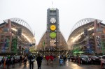 Fans enter the stadium before the game.