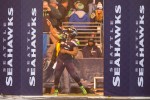 Seahawks' running back Marshawn Lynch pumps the crowd up as he enters the field before the game.
