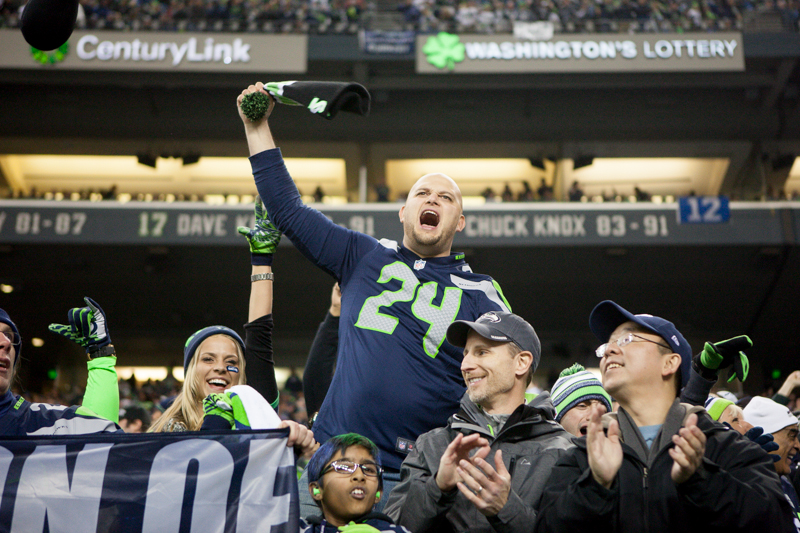 Fans celebrate after Doug Baldwin's first-quarter touchdown.