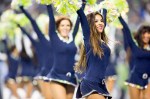 Seagals cheerleaders perform for the crowd of over 68,000 during the two-minute warning in the second quarter.
