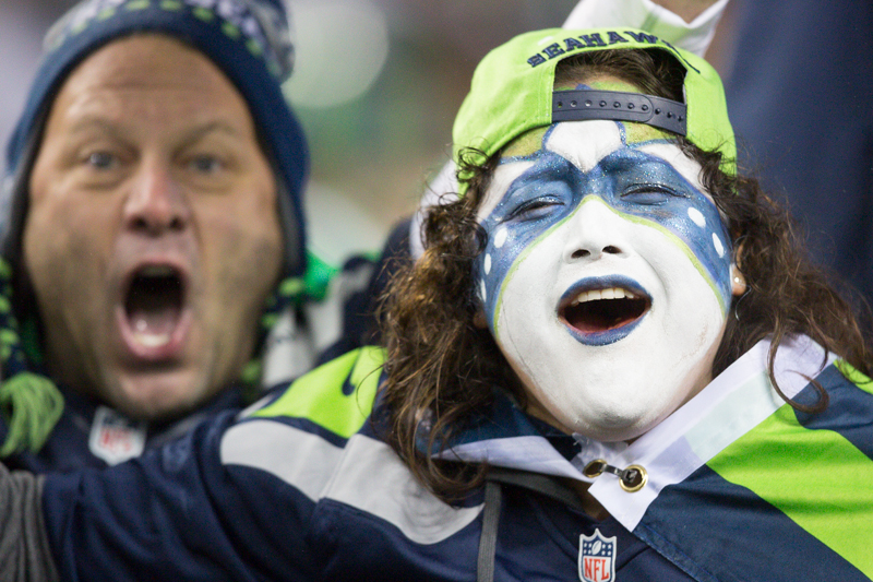 Estatic fans react to Kam Chancellor's game-ending interception in the fourth quarter.