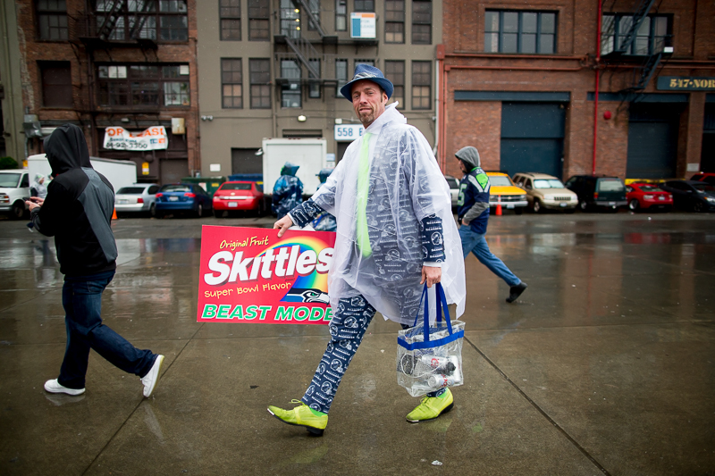 Dressed in his finest suit, a die-hard fan enters the game hoping for some epic-level Beast Mode action.