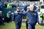 Seahawks coach Pete Carroll takes the field.