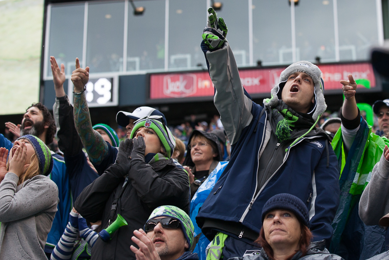 Fans celebrate another Seahawk first down in the second quarter.
