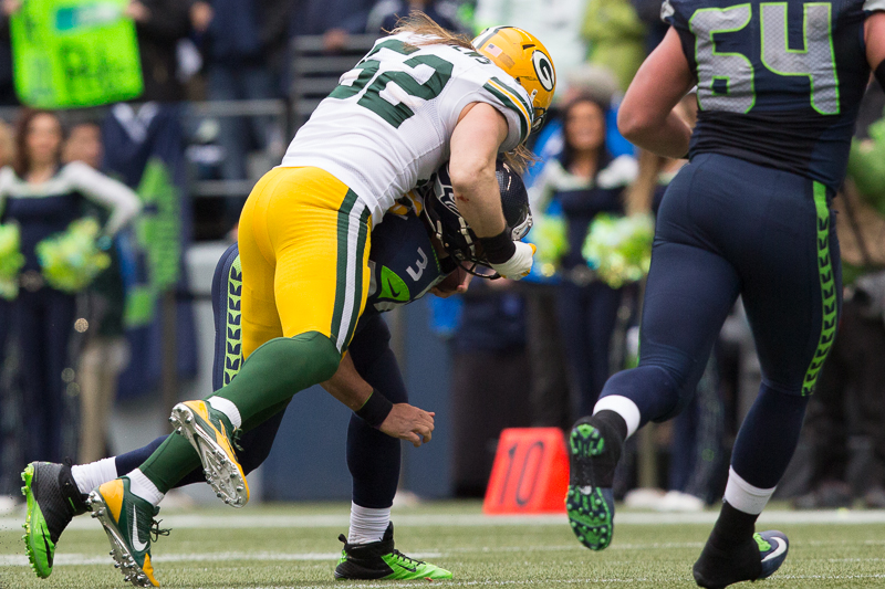 Russell Wilson is taken down after an 8-yard scramble.