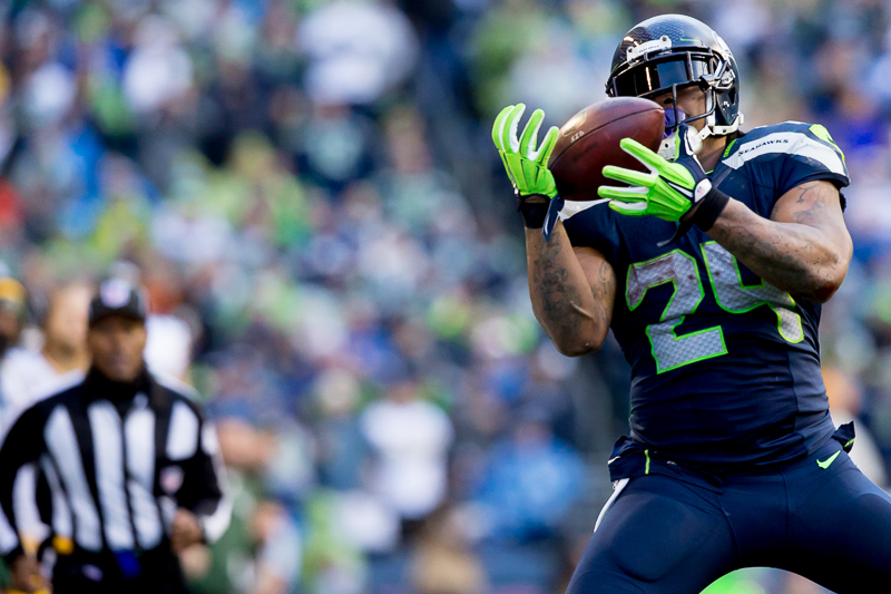 Marshawn Lynch catches a 26-yard pass.