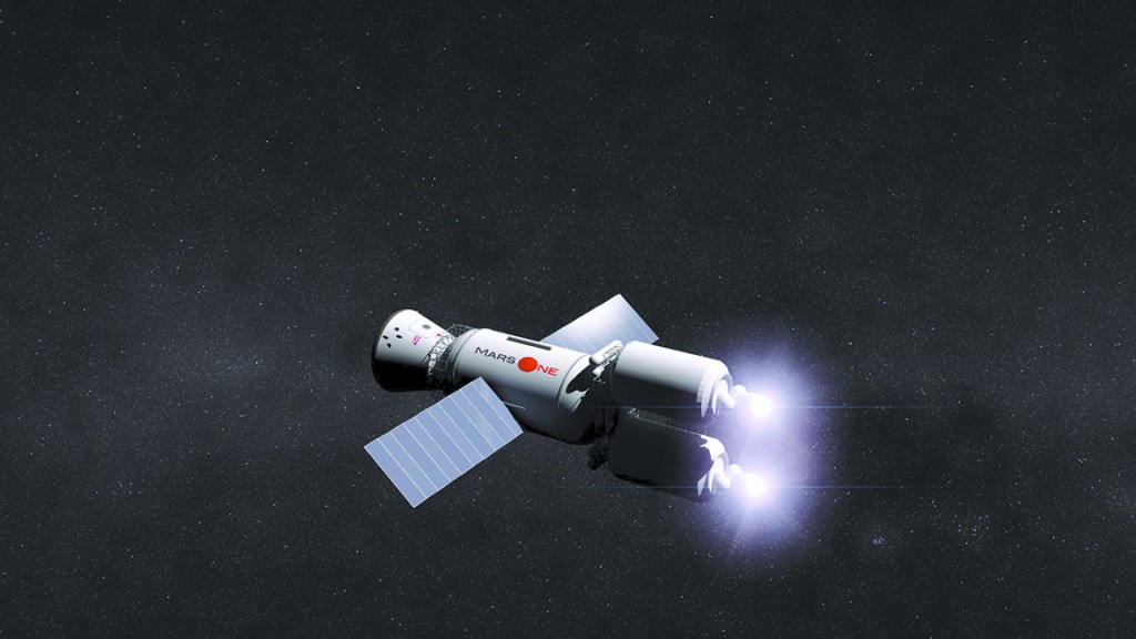 The Mars Transit Vehicle that would carry the astronauts from Earth orbit to Mars.