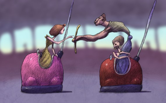 An early scene from Cheatin'.plymptoons.com