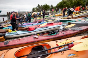 Protests of Shell Oil's mooring of the Polar Pioneer continued on Monday,
