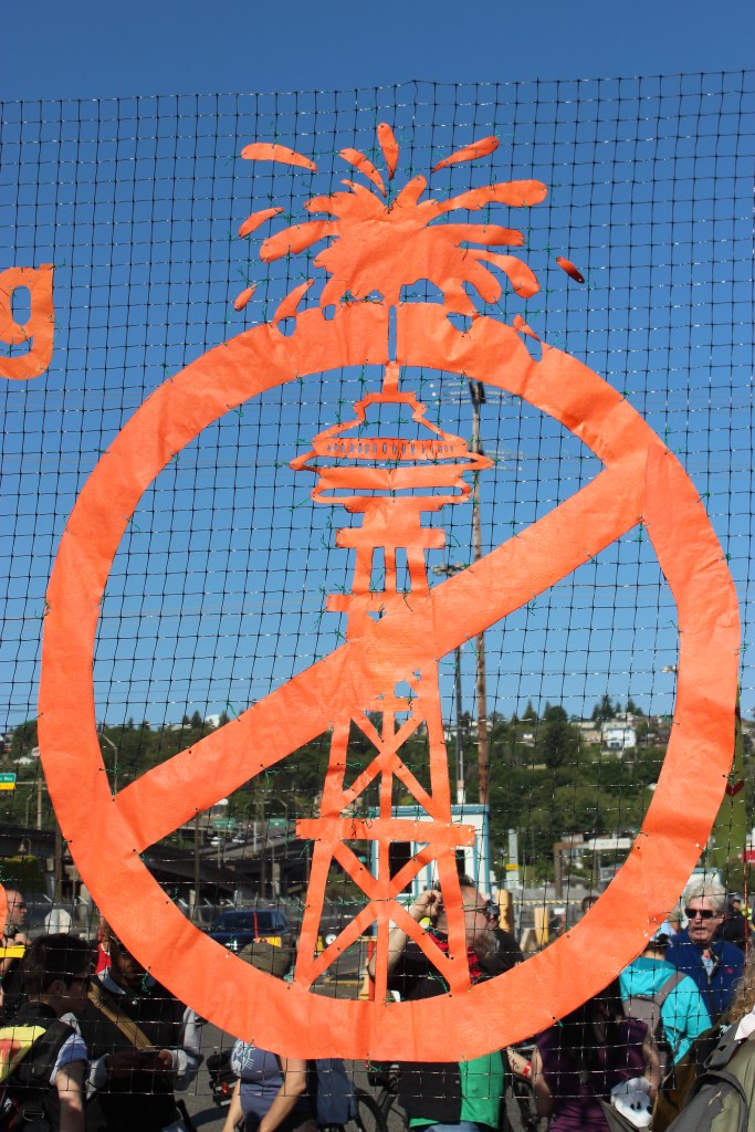 Protests of Shell Oil's mooring of the Polar Pioneer continued on Monday,