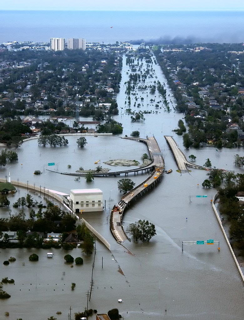 Flooded New Orleans after Hurricane Katrina. Image from US Coast Guard via Wikimedia Commons.