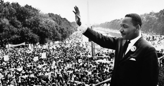 Martin Luther King Jr. on the steps of the Lincoln Memorial where he delivered his “I Have a Dream,” speech on Aug. 28, 1963.