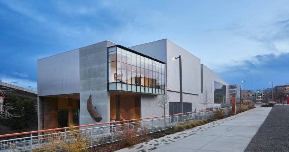 Appropriately, Tacoma Art Museums new Benaroya Wing gives a splash of glass                                 to the buildings facade. Photo by Benjamin Benschneider